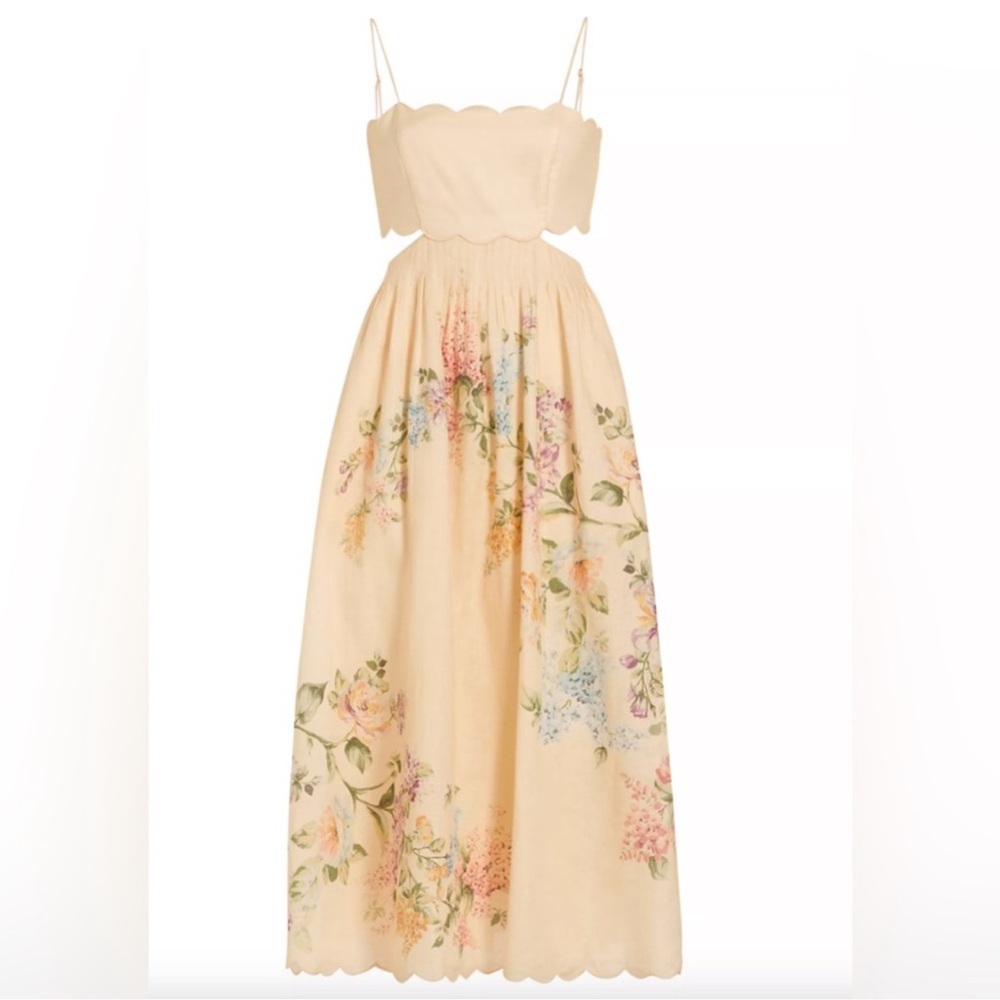 Christian Lacroix Cream Floral Midi Dress - Picture 4 of 12
